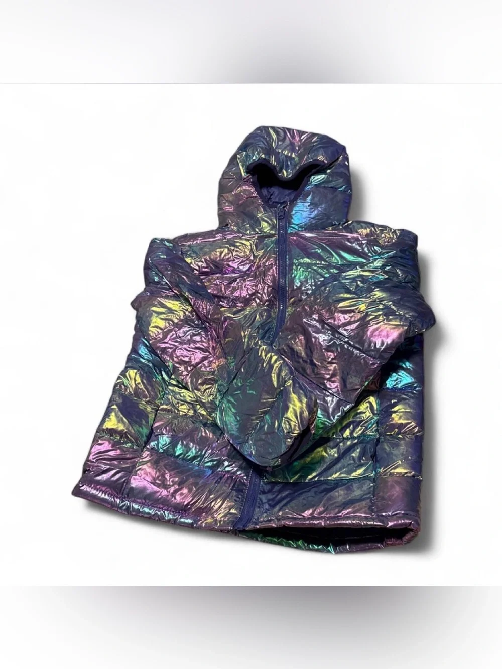 Girls Winter Coat Shiny Gradient Lightweight Puffer Jacket